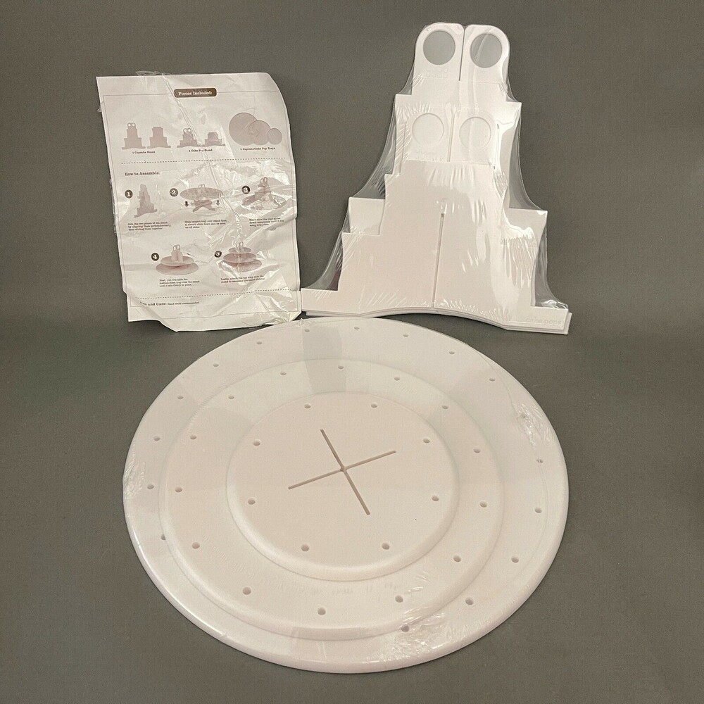 Sweet Creations Cake Pops Tiered Round Stand White Plastic Sealed